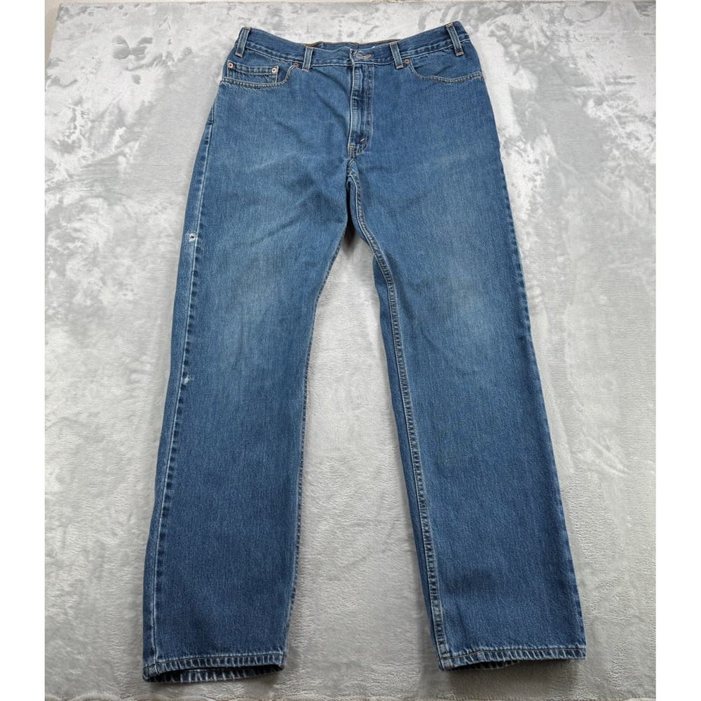Levis 505 Jeans Mens 36x32 Blue Regular Fit Straight Leg Denim Made in USA - Picture 1 of 16